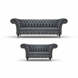 Graue Chesterfield Couchen Designer Dreisitzer Luxuriöser Zweisitzer