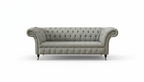 Graue Chesterfield Sofa Couch Polster Stoff Leder Couchen Samt Garnitur