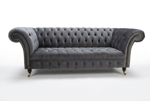 Graue Chesterfield Stoffsofa Couch Polster Couchen Sofa Sitz Sofas Textil Neu