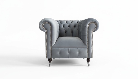 Graue Luxus Fernseh Relax Chesterfield Club Sessel Cheserfield Lounge