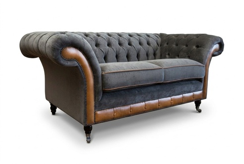 Graue Sofa Couch Polster Chesterfield Sitzmöbel Textil Stoff Leder Couchen Neu