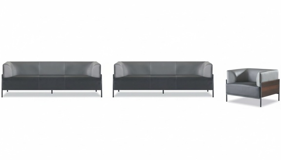Graue Wartezimmer Möbel Luxuriöse 2x 3-Sitzer Edler Sessel 3tlg Garnitur
