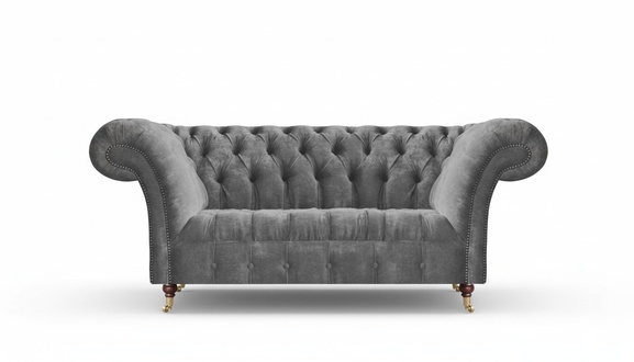 Grauer Chesterfield 2-Sitzer Polstersofas Designer Wohnzimmer Couchen