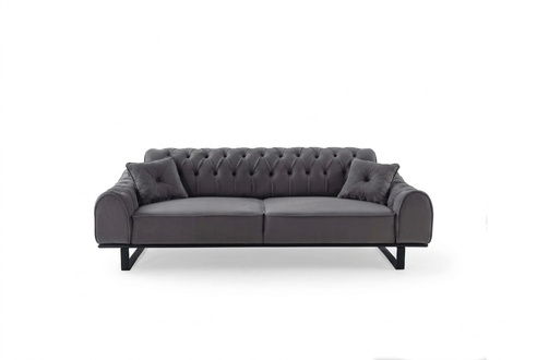 Grauer Chesterfield 3-Sitzer Edler Dreisitzer Designer Wohnzimmer Couch