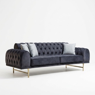 Grauer Dreisitzer Luxus 3-Sitzer Couch Wohnzimmer 3-er Polstersofas