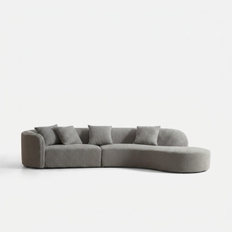 Grauer Fünfsitzer Luxus Sofa Große Wohnlandschaft Moderne Möbel