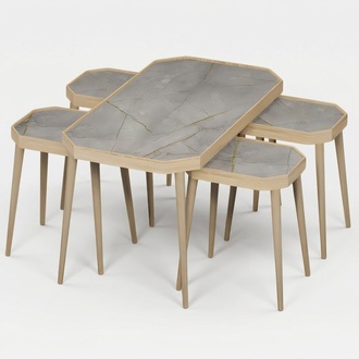 Grauer Holz Couchtisch mit Beistelltischen modernes Design