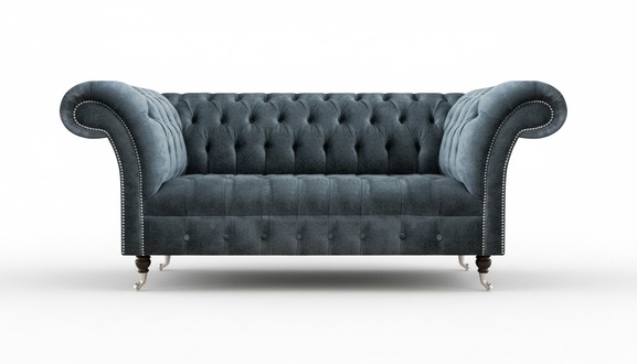 Grauer Luxuriöser Chesterfield Dreisitzer Edle Designer Polstercouchen
