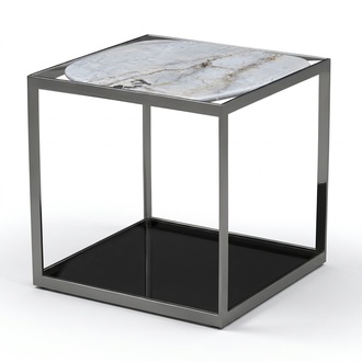 Grauer Metall-Beistelltisch im modernen Design