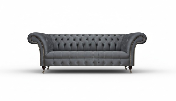 Graues Chesterfield Polstersofa Wohnzimmer Designer Sitzmöbel Couchen
