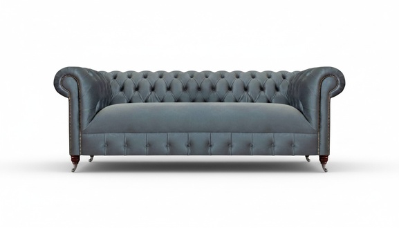 Graues Chesterfield Wohnzimmer Sofa Moderner Dreisitzer Sitzmöbel Couch