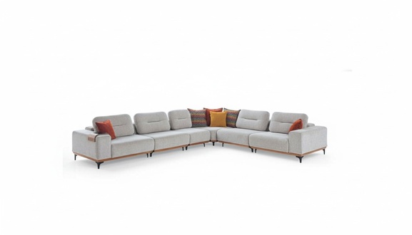 Graues Ecksofa Exklusives L-Form Garnitur Luxuriöse Wohnzimmer Möbel
