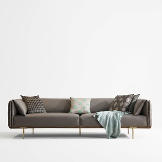 Graues Edelstahlsofa Wohnzimmer 3-Sitzer Polstercouchen Textilsofas Neu