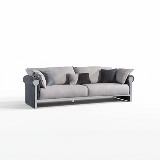 Graues Holz-Textil 4-Sitzer-Sofa modernes Design