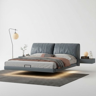Graues Schlafzimmer Designer Betten Holzgestell Moderne Luxus Möbel