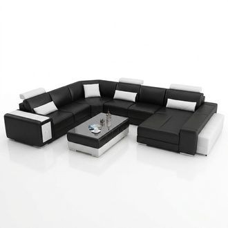 Große Design Ecksofa Polster Eckcouch Sofa Garnitur Couch Wohnlandschaft USB Neu