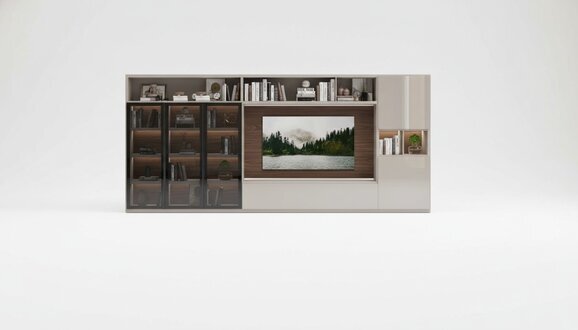 Große Wohnwand Glastüren Wohnzimmermöbel Moderne Wohnwände Schrank