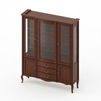 Großer Schrank Massiv Echtholz Rustikal Klassische Vitrine Vitrinenschrank PR-W3