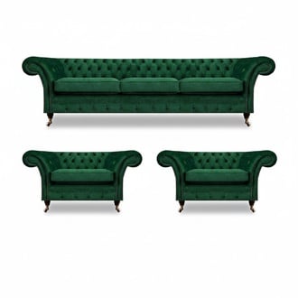 Grün Möbel Wohnzimmer Polstermöbel Chesterfield Set 3tlg 3+1+1 Einrichtung