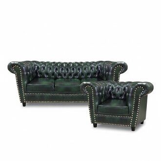Grün Sofagarnitur Dreisitze Sofa Design Modern Sessel Chesterfield Wohnzimmer