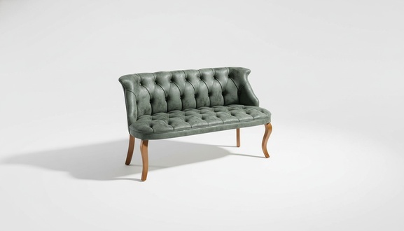 Grüne Chesterfield Zweisitzer Bank Kunstledermöbel Wohnzimmer Sitzer