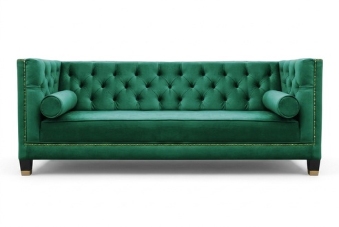 Grüne Dreisitzer Sofas Wohnzimmer Stoff Design Couchen Polster Sofa