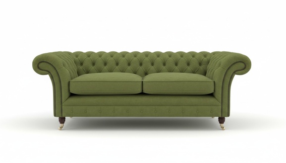 Grüne Samt Chesterfield Couch Textil Polster Sitz Garnitur Sofa Stoff Sofas 3er