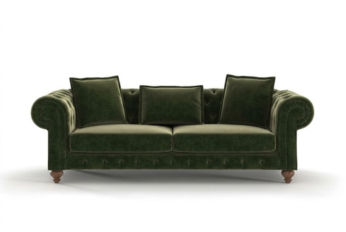 Grüner Chesterfield Textil Dreisitzer Luxus Couch Wohnzimmersofas Stil