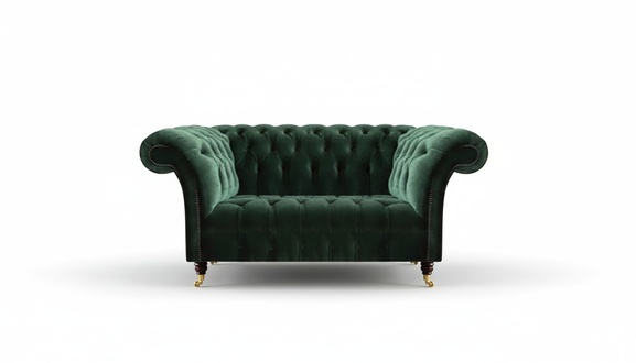 Grüner Chesterfield Textil Zweisitzer Wohnzimmer 2-Sitzer Polster Möbel
