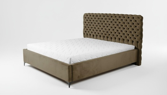 Grünes Chesterfield-Bett Klassisches Schlafzimmermöbel-Design Eleganter Stoff