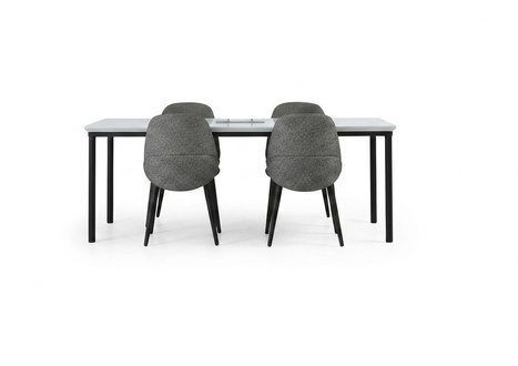 *Gruppe Esszimmer Esstisch Stühle Tisch Holz Set 5tlg Grau Design Set