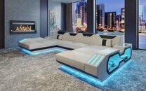 Design Sofa Couch Sitz Leder PolsterGarnitur Wohnlandschaft Ecksofa