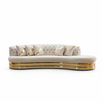 Halbrunde Weiße Chesterfield Couch 3-Sitzer Polster Möbel