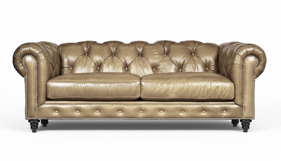 Hellbraun Dreisitzer Leder Chesterfield Wohnzimmer Design Sofa Chesterfield Neu