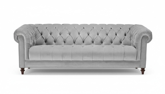 Hellgrau Dreisitzer Chesterfield Neu Stoff Wohnzimmer Couchen Polster Sofa Sofas
