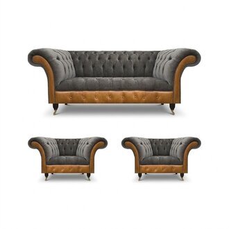 Hellgraue Chesterfield Lehnsessel Designer 3-Sitzer Couch Polster Möbel