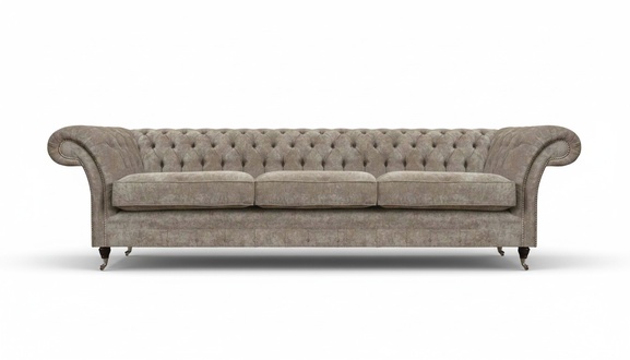 Hellgraue Chesterfield Sitzcouch Polstermöbel Designer Dreisitzer Sofa