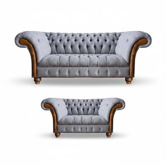 Hellgraue Chesterfield Sofas Designer Textil Couchen Polster Sitzmöbel