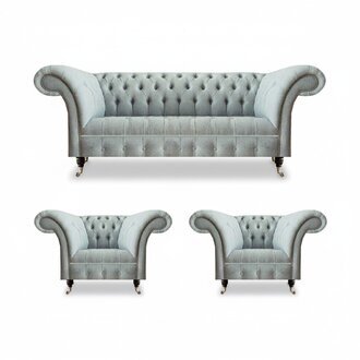 Hellgraue Wohnzimmer Chesterfield Garnitur Designer Sitzmöbel Sessel