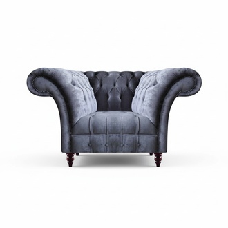 Hellgrauer Chesterfield Einsitzer Wohnzimmer Lehnsessel Moderne Möbel