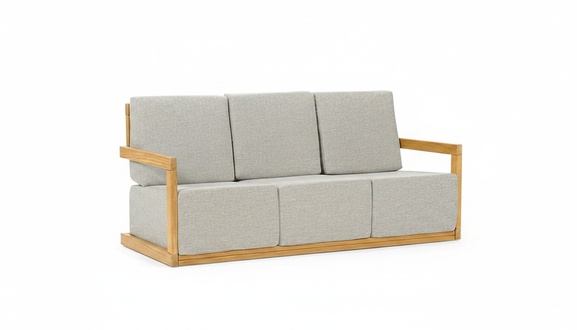 Hellgraues Polstersofa Luxuriöse Terrassen Möbel Beiges Holz Gestell