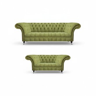 Hellgrüne Wohnzimmer Chesterfield Couchgarnitur Moderne Sitzmöbel 2tlg