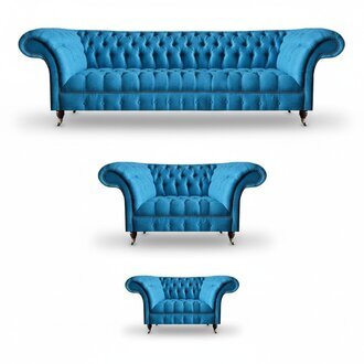 Himmelblaue Chesterfield Garnitur Luxuriöse Sitzmöbel Designer Couchen