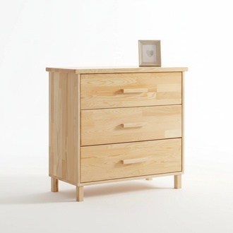 Hochwertige Beige Kommode Schlafzimmer 3-Schubladen Sideboard Holz Möbel