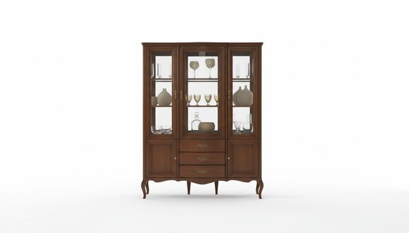 Hochwertige Vitrine Schrank Holz Glas Vitrinen Klassische Italienische Möbel Neu