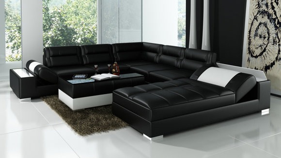 Modern Ledersofa Sofa Couch Design Wohnlandschaft Dekor Ecksofa Garnitur