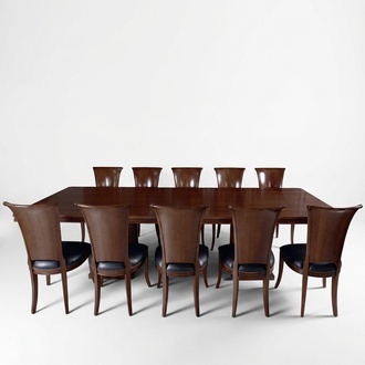 Hochwertiger Konferenztisch Set Tisch 10x Stühle Möbel Holz Tische Büro