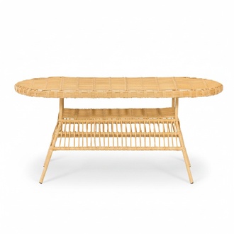 Hochwertiges Esstisch Rattan GartenMöbel Terrasse Balkon Luxus Design Beige