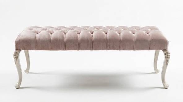 Hocker Polster Sitz Design Textil Relax Luxus Sitzbank Stoff Chesterfield