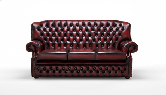 Hohe Rückenlehne Chesterfield Leder Sofa Couch Sitz Garnitur 3 Sitzer